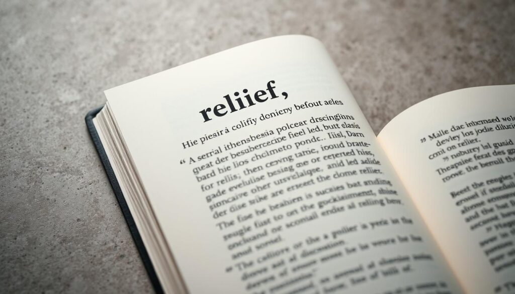 A crisp, high-resolution image of an open dictionary page, with a prominent definition of the word "relief" displayed in a classic serif font. The page is well-lit, with soft shadows adding depth and dimension. The text is clear and legible, showcasing the nuanced, multilingual translations of the term. The background is a muted, textured surface, allowing the dictionary entry to take center stage. The overall composition is balanced and visually striking, reflecting the importance of this key concept within the context of the article. A crisp, high-resolution image of an open dictionary page, with a prominent definition of the word "relief" displayed in a classic serif font. The page is well-lit, with soft shadows adding depth and dimension. The text is clear and legible, showcasing the nuanced, multilingual translations of the term. The background is a muted, textured surface, allowing the dictionary entry to take center stage. The overall composition is balanced and visually striking, reflecting the importance of this key concept within the context of the article.